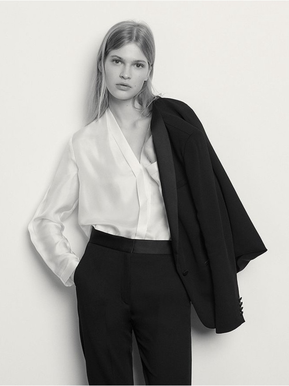 NWT SANDRO Lanna Black 100% Silk Long Sleeve Button-Down Blouse Size Small - Picture 10 of 12